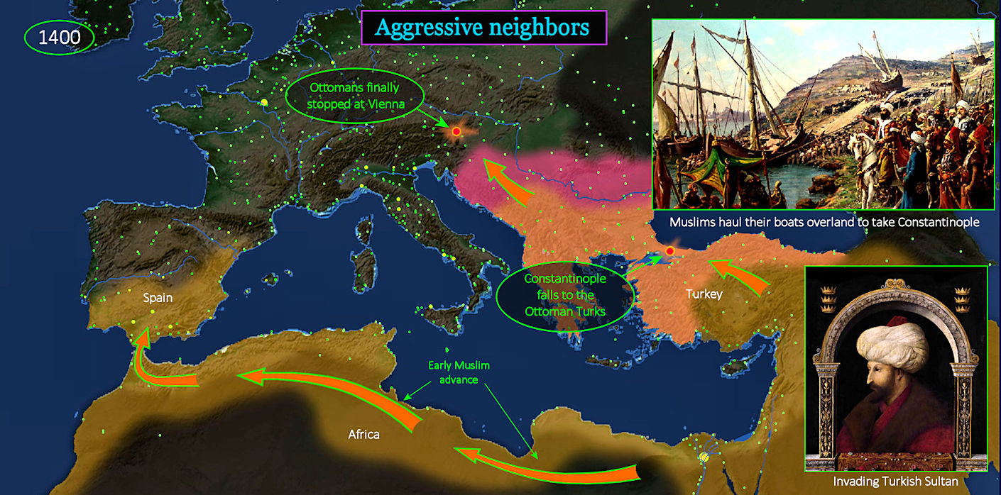 Muslim invasion, 1400s map